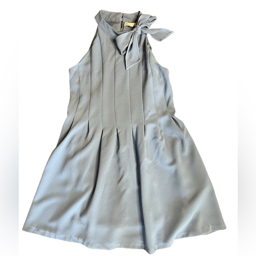 GB Girls Blue Bow Dress Size 12 Sleeveless Pleated Party Easter Special Occasion